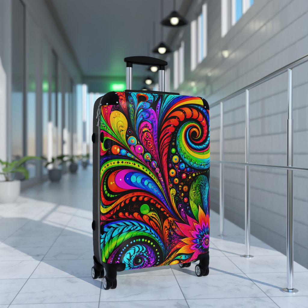 Psychedelic Paisley Carry-On Suitcase — Vibrant Swirl Hard-Side Luggage