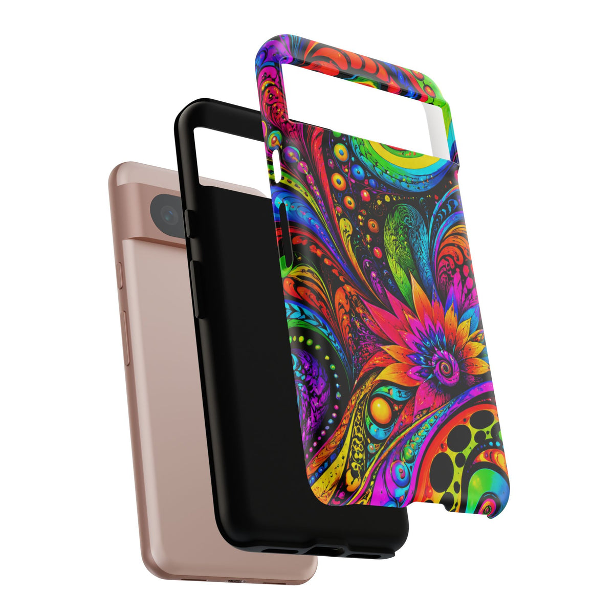 Psychedelic Floral Phone Case — Vibrant Swirl Tough Protective Cover