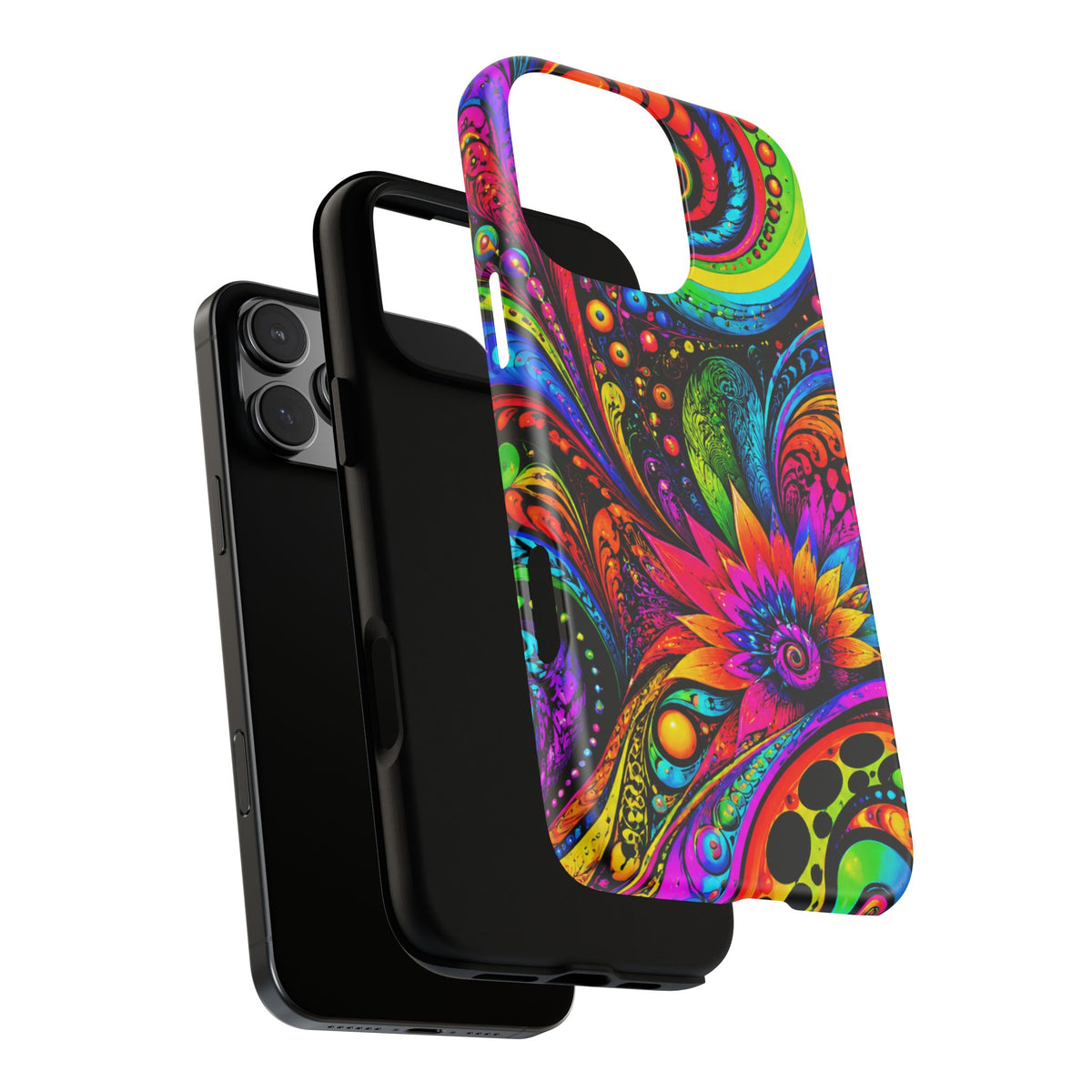 Psychedelic Floral Phone Case — Vibrant Swirl Tough Protective Cover