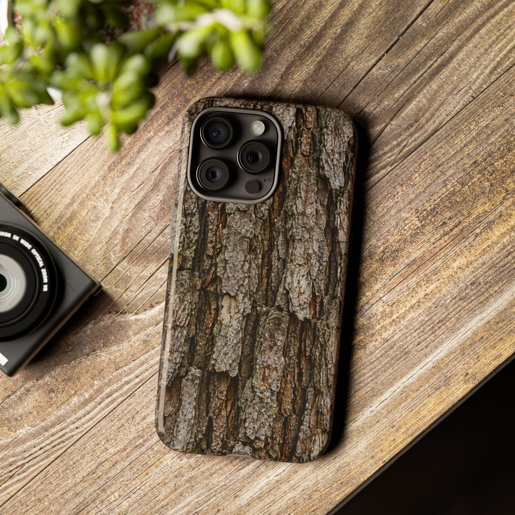 Bark Texture Phone Case - Rugged Woodland Camouflage for Nature Lovers