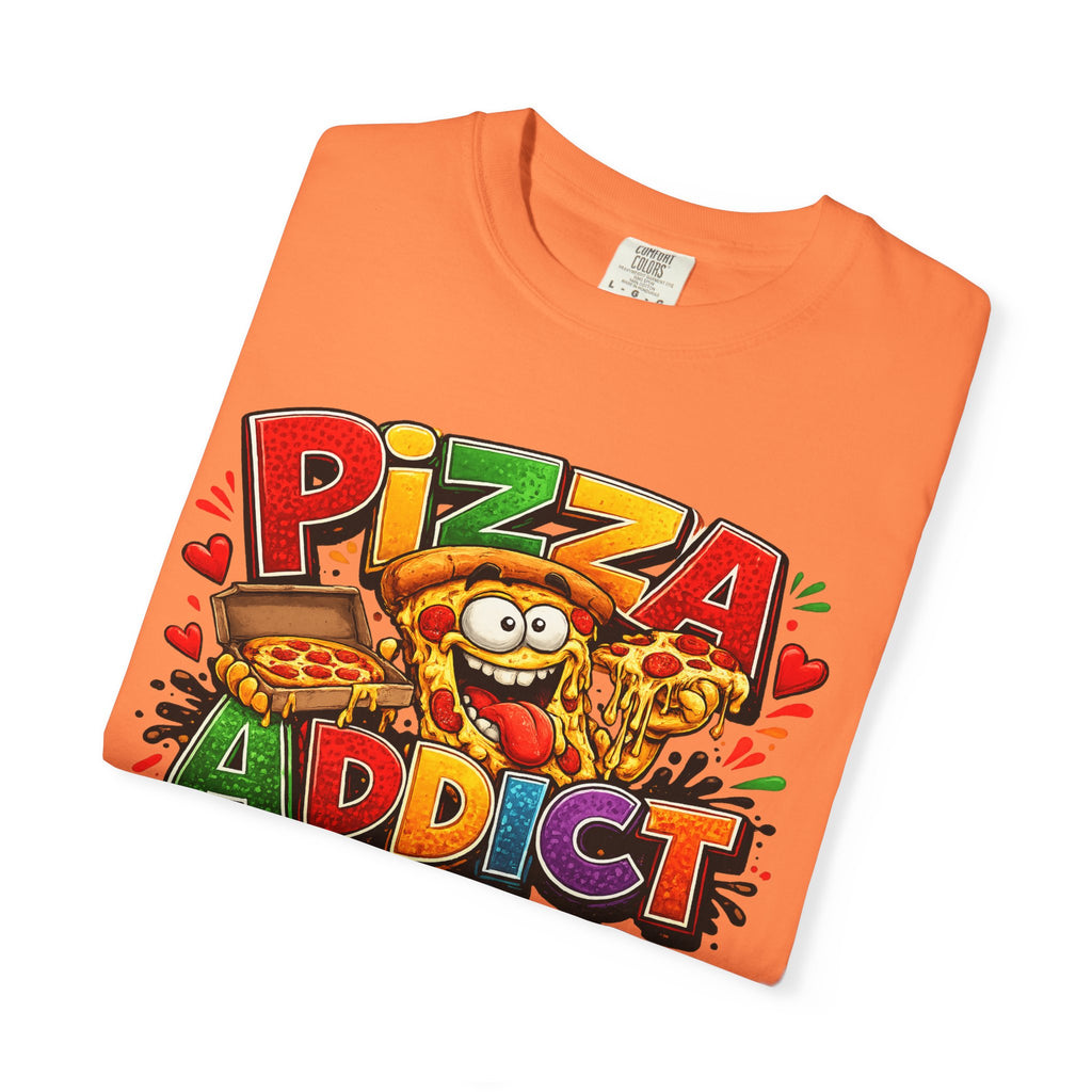 Pizza Addict T-shirt | Cartoon Slice Graphic, Funny Food Tee