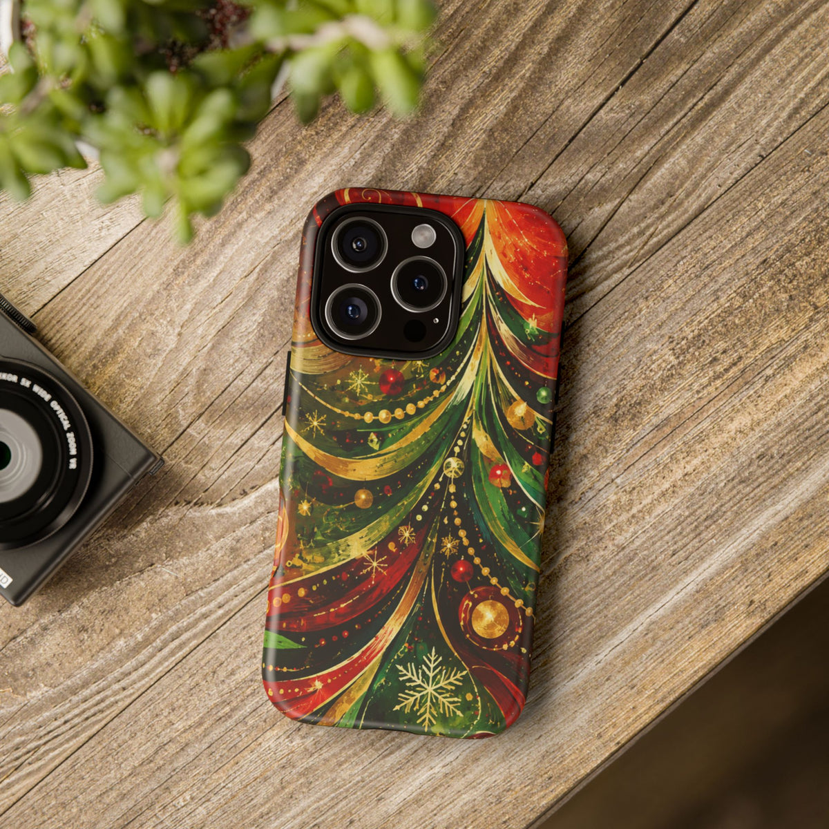 Christmas Tree Tough Phone Case — Festive Red & Green Holiday Phone Cover