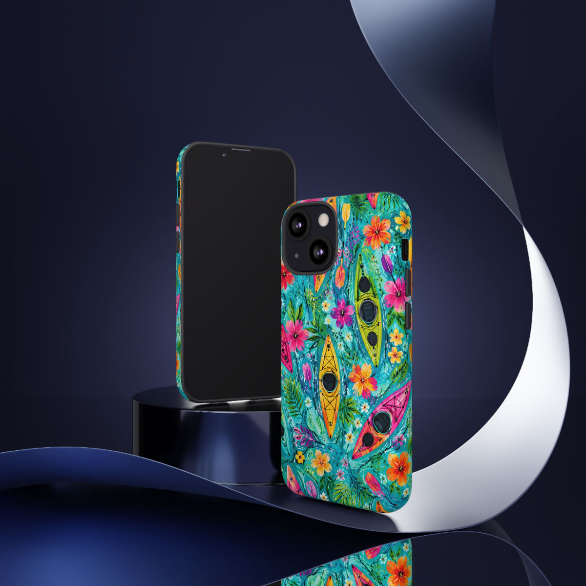 Tropical Kayak Phone Case – Colorful Floral Waterproof Pattern