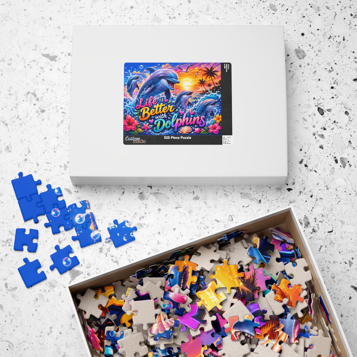 Life Is Better with Dolphins Puzzle | Ocean Sunset Dolphin Jigsaw