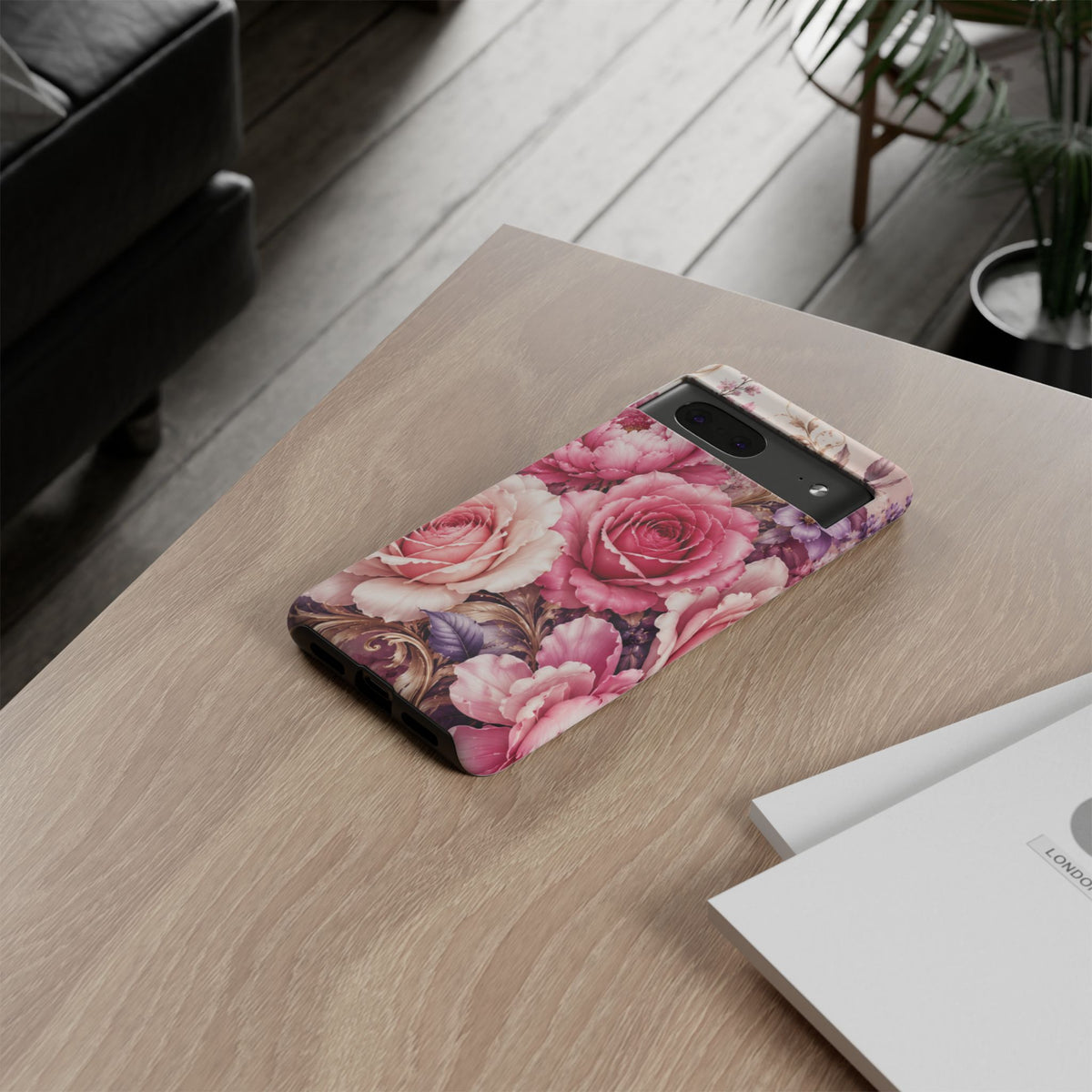 Pink Vintage Roses phone case | floral iPhone cover