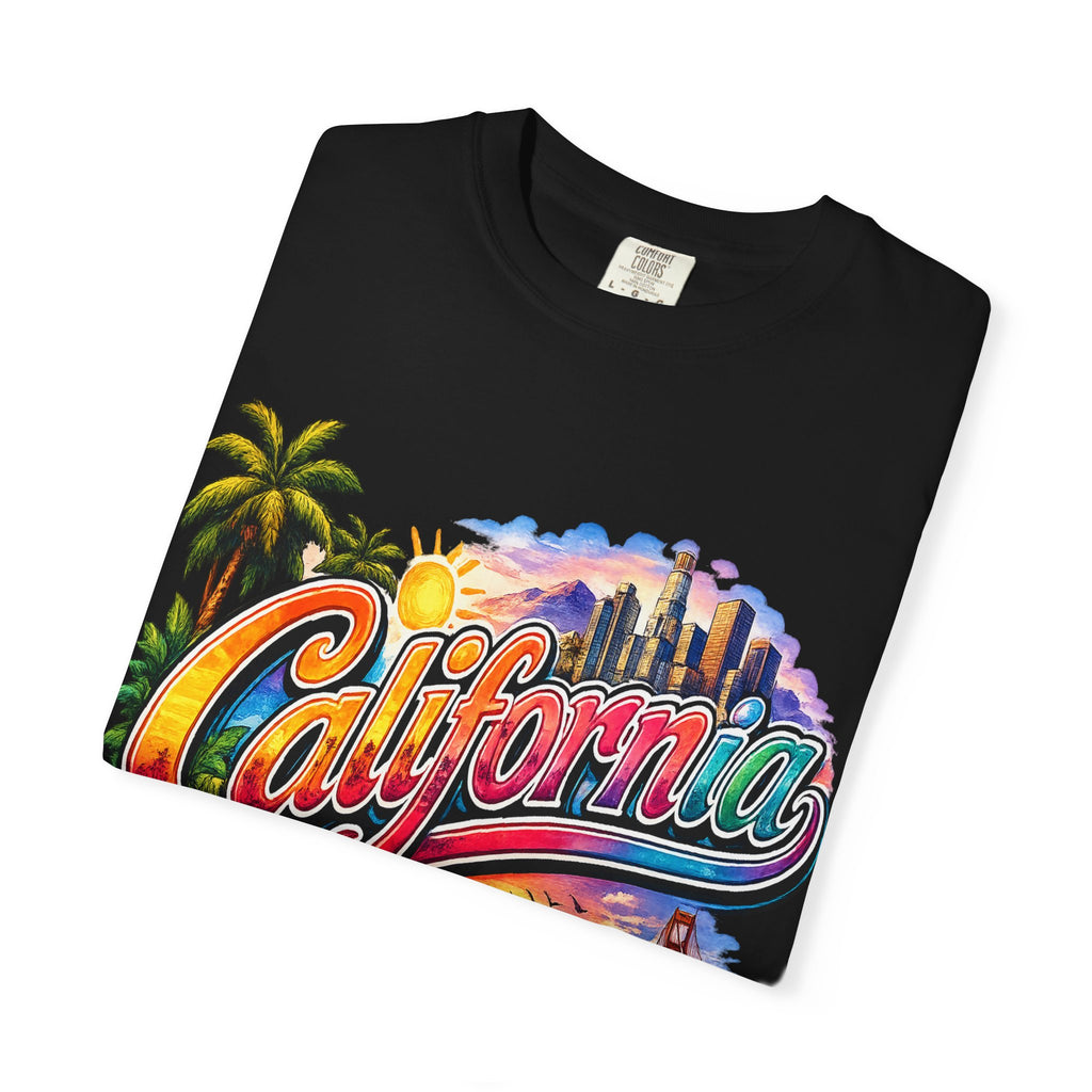 California Sunset Scenic T-shirt | Golden Gate Palm Beach Hibiscus