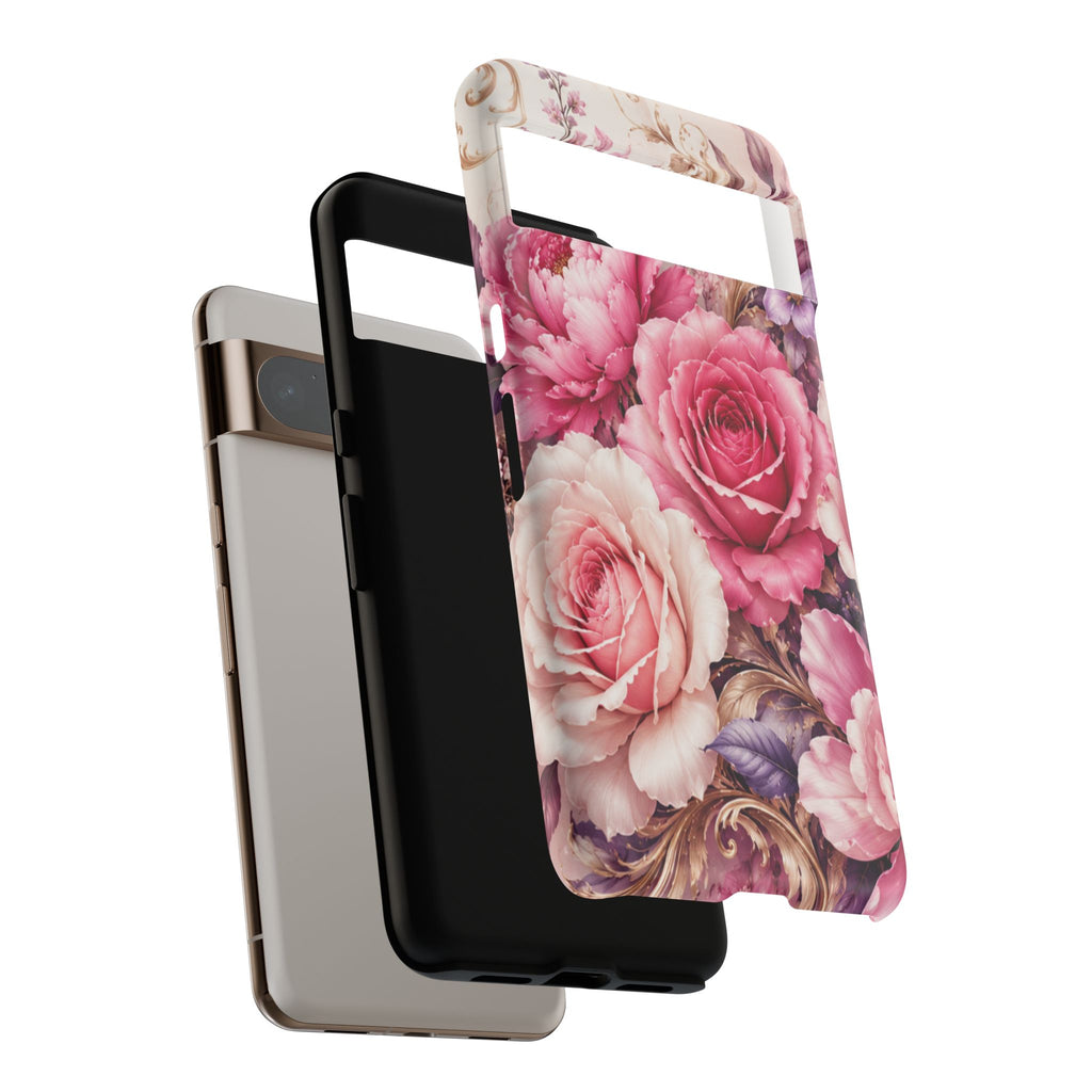 Pink Vintage Roses phone case | floral iPhone cover