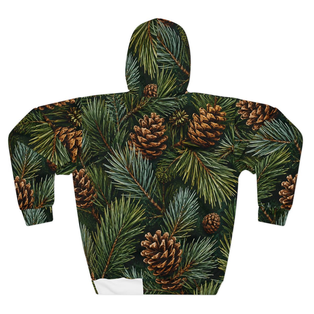 Pinecone Evergreen Pattern Hoodie | Pine Needles Holiday Sweatshirt