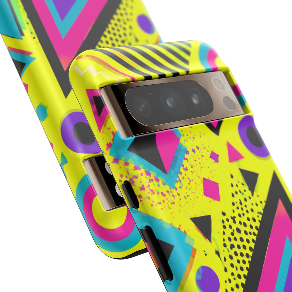 Retro 80s Geometric Phone Case — Neon Memphis Triangle Design