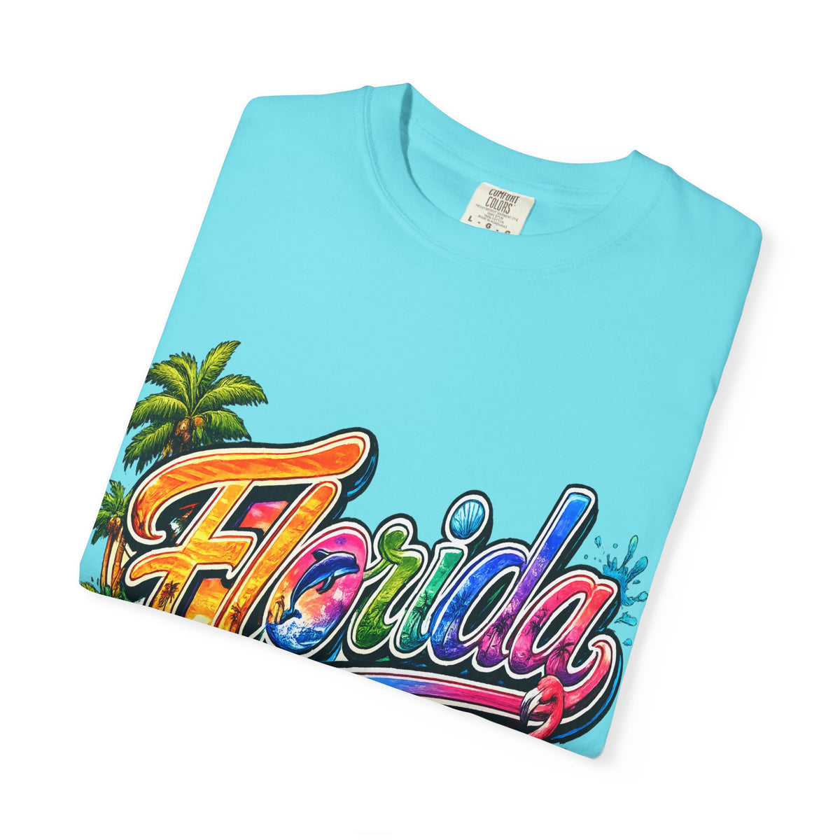 Florida Retro Palm Beach Sunset T-Shirt | Flamingo Hibiscus