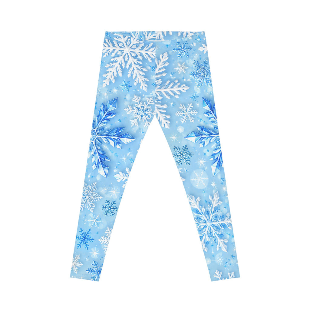 Winter Snowflake Leggings — Blue Holiday All-Over Print