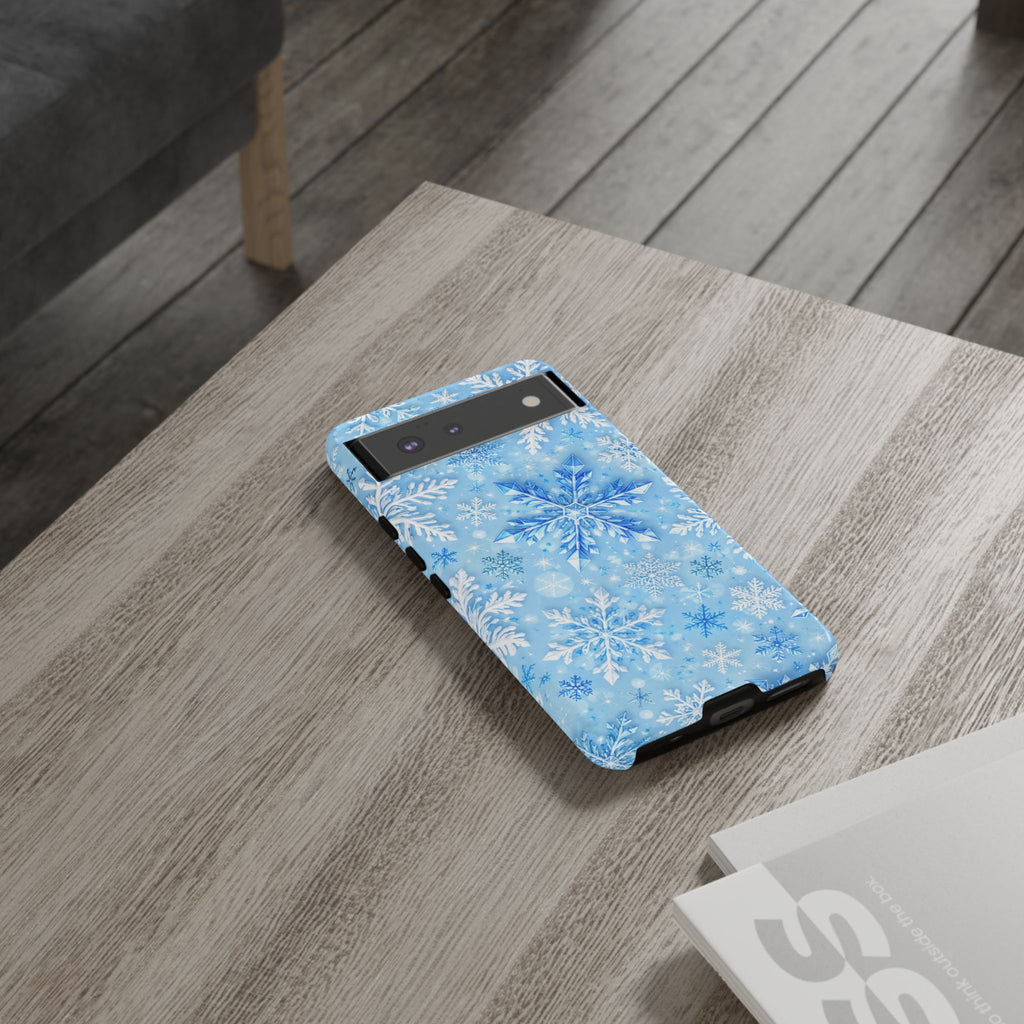 Winter Snowflake Tough Phone Case — Blue Holiday Protective Cover