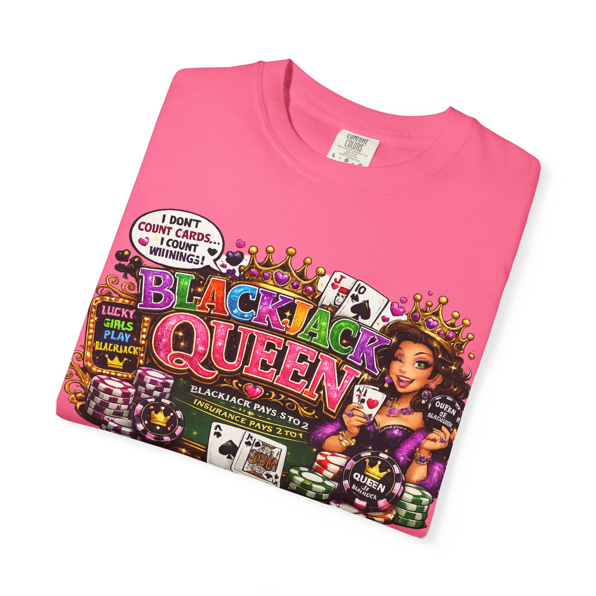 Blackjack Queen T-shirt | Casino Card Dealer Illustration
