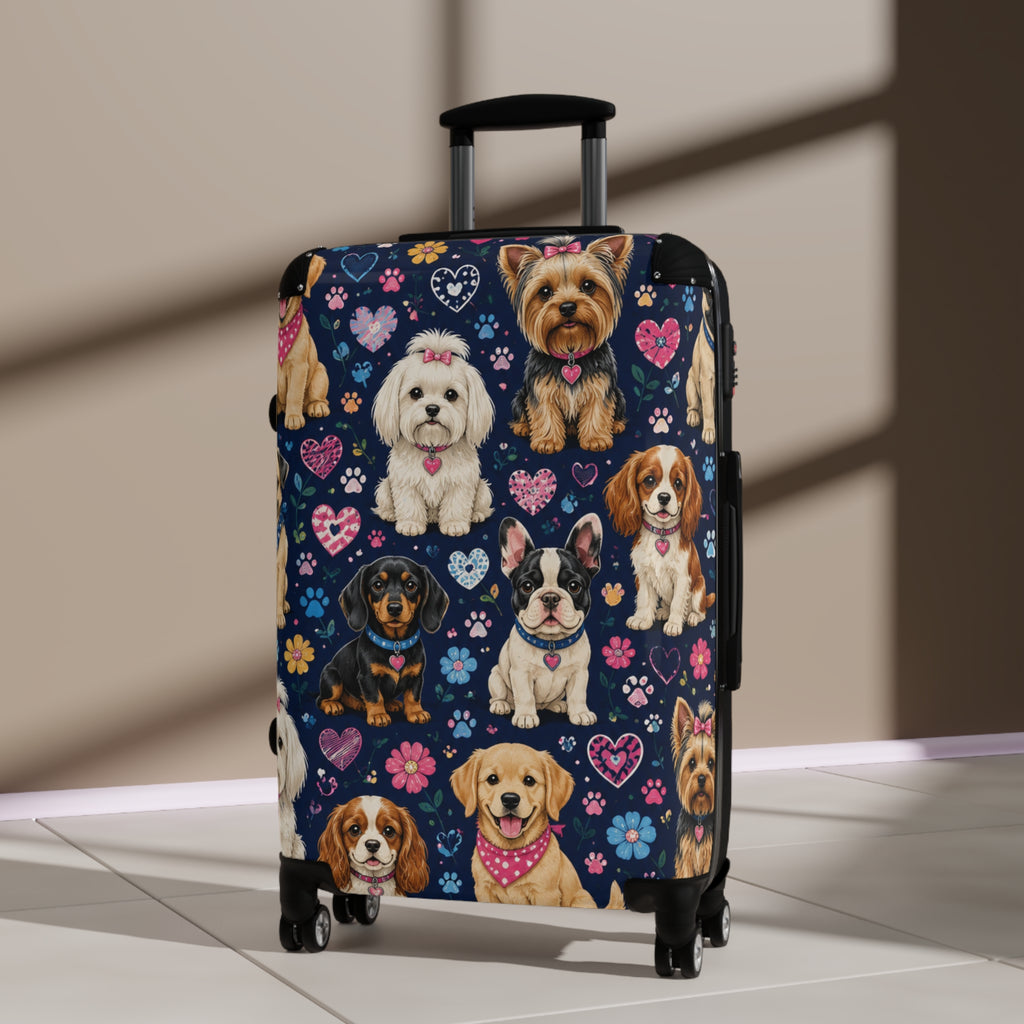 Cute Dog Pattern Carry-On Suitcase – Paw Print & Puppy Travel Luggage