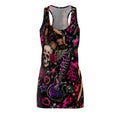 Rockabilly Pinup Racerback Dress — Gothic Skull & Guitar All-Over Print
