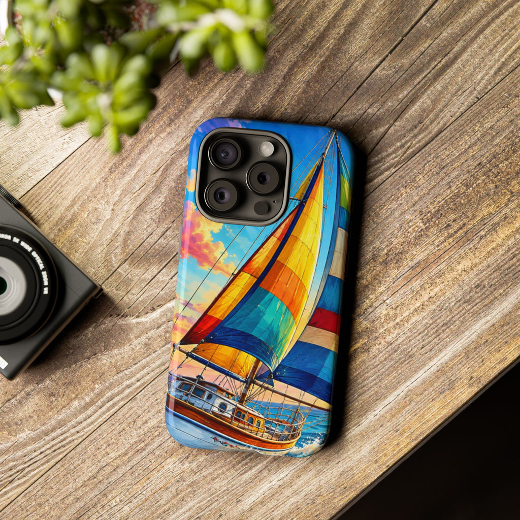 Sailboat Sunset Phone Case — Colorful Nautical iPhone Cover