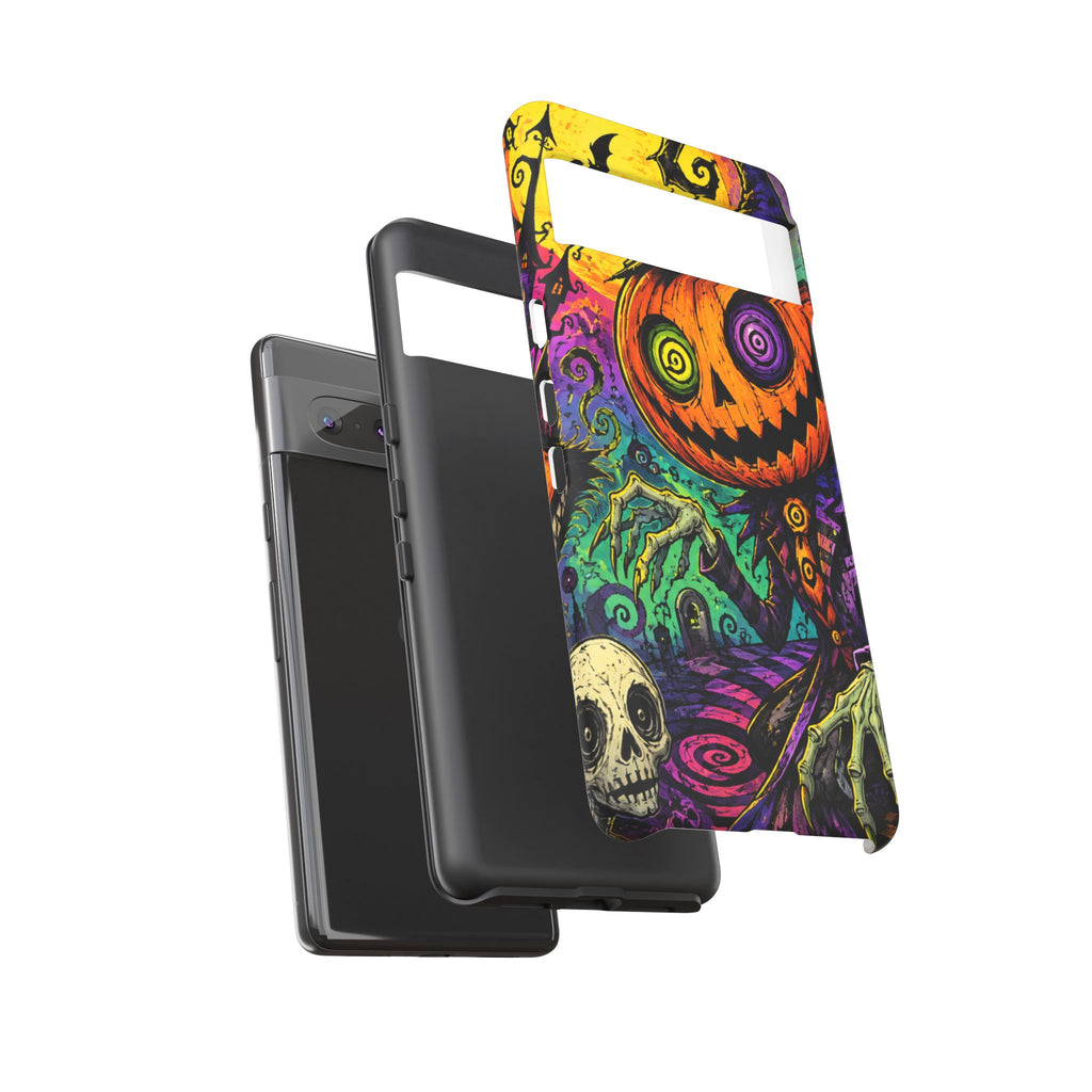 Halloween Pumpkin Skull Phone Case — Psychedelic Jack-o'-Lantern Tough Case