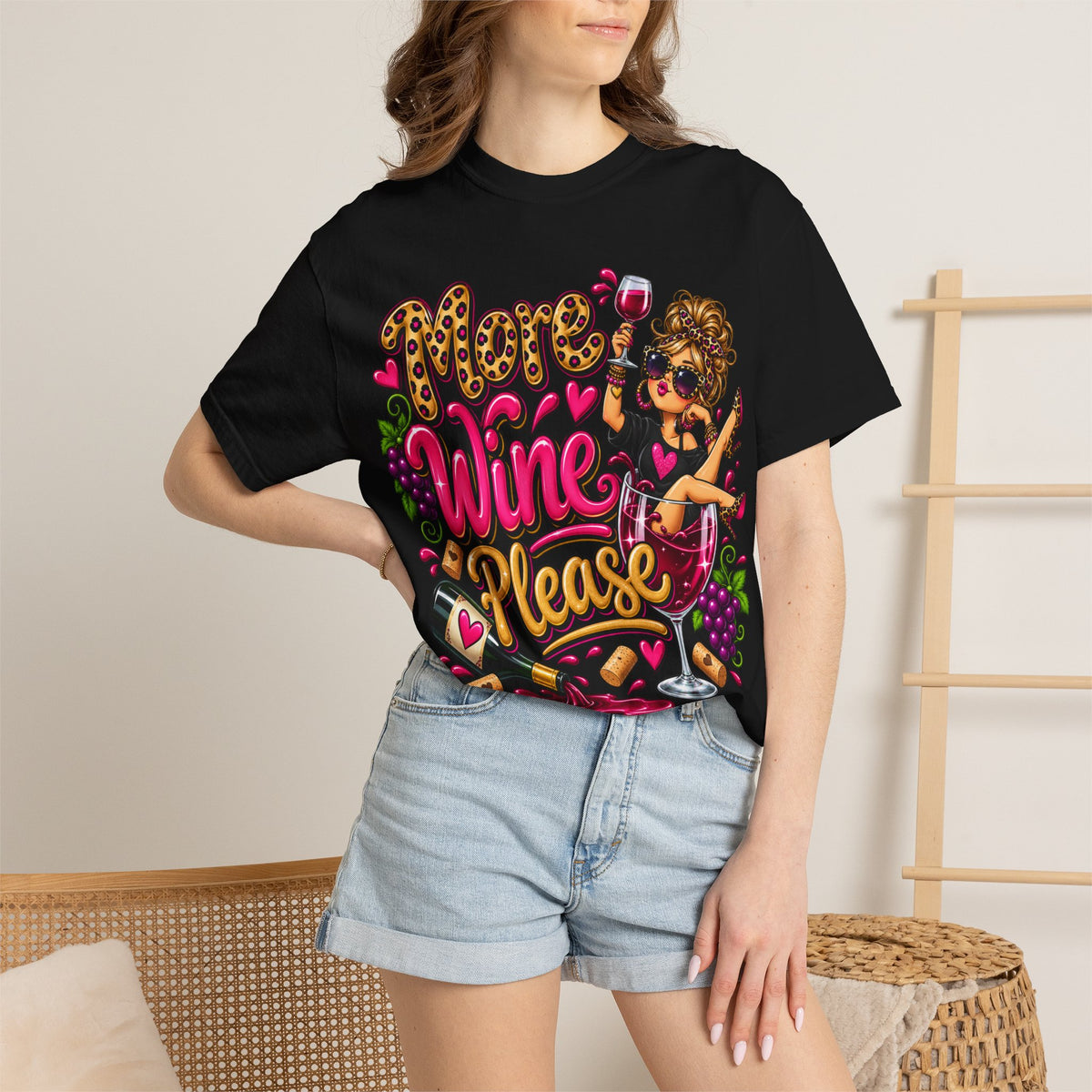More Wine Please T-Shirt — Funny Wine Lover Graphic Tee