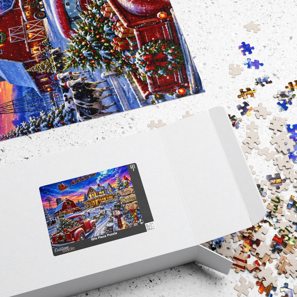 Christmas Country Scene Puzzle — 'Merry Christmas Y'all' Holiday Jigsaw (110–1014 pcs)