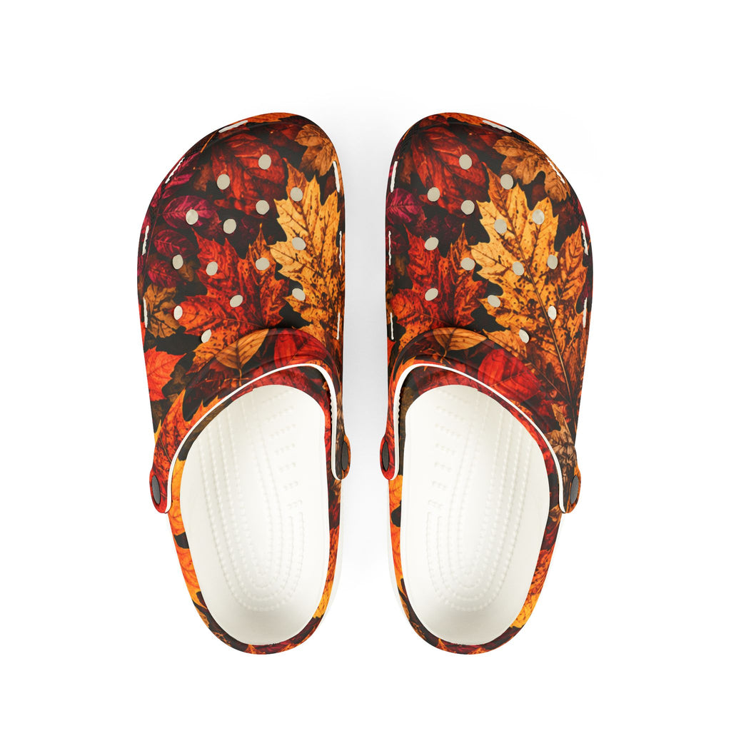Autumn Leaves Foam Clogs — Fall Leaf Printed EVA Slip-On Shoes