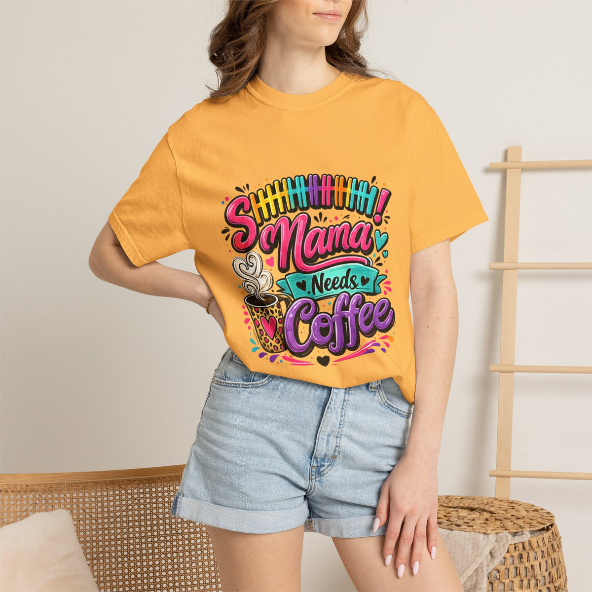 Mama Needs Coffee T-shirt | Colorful Coffee Cup Typography