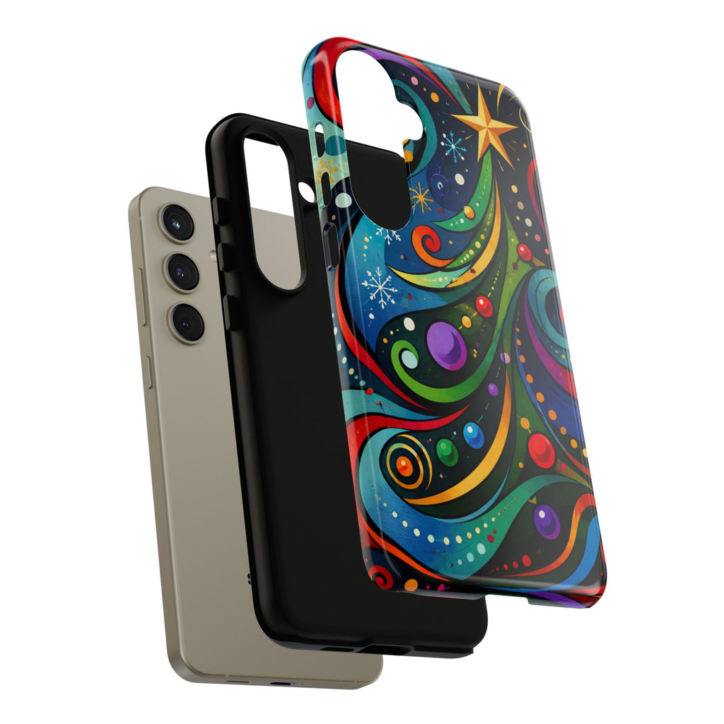 Colorful Swirl Christmas Tree Tough Phone Case
