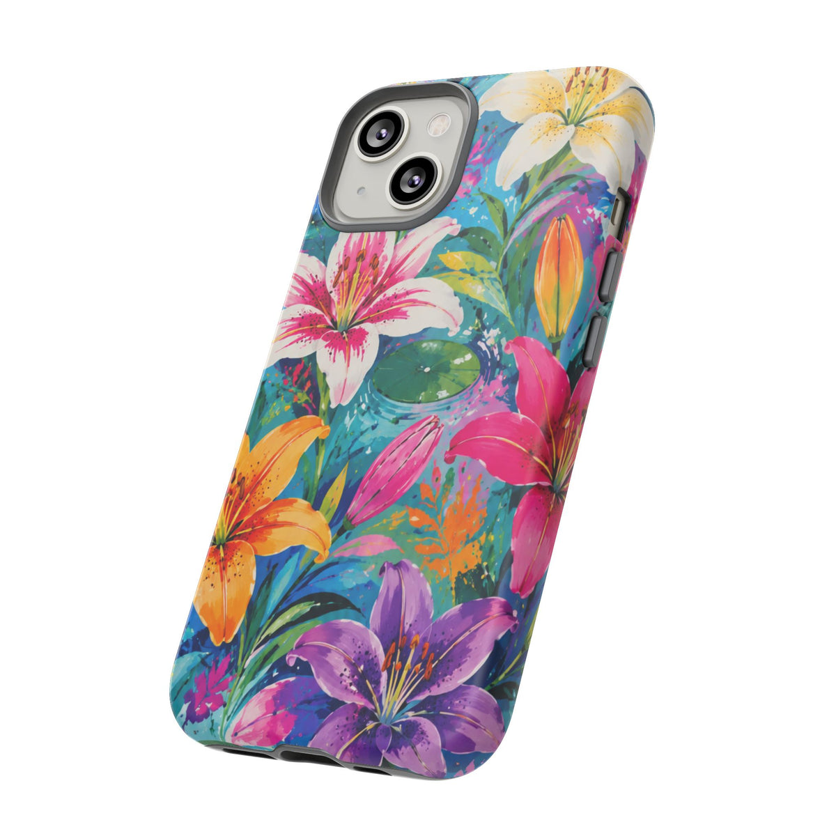 Floral Lily Tough Phone Case — Colorful Tropical Flower Protective Cover