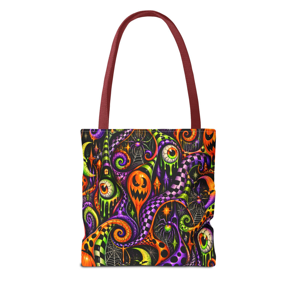 Halloween Swirl Tote Bag — Spooky Jack-o'-Lantern & Eyeball Allover Print