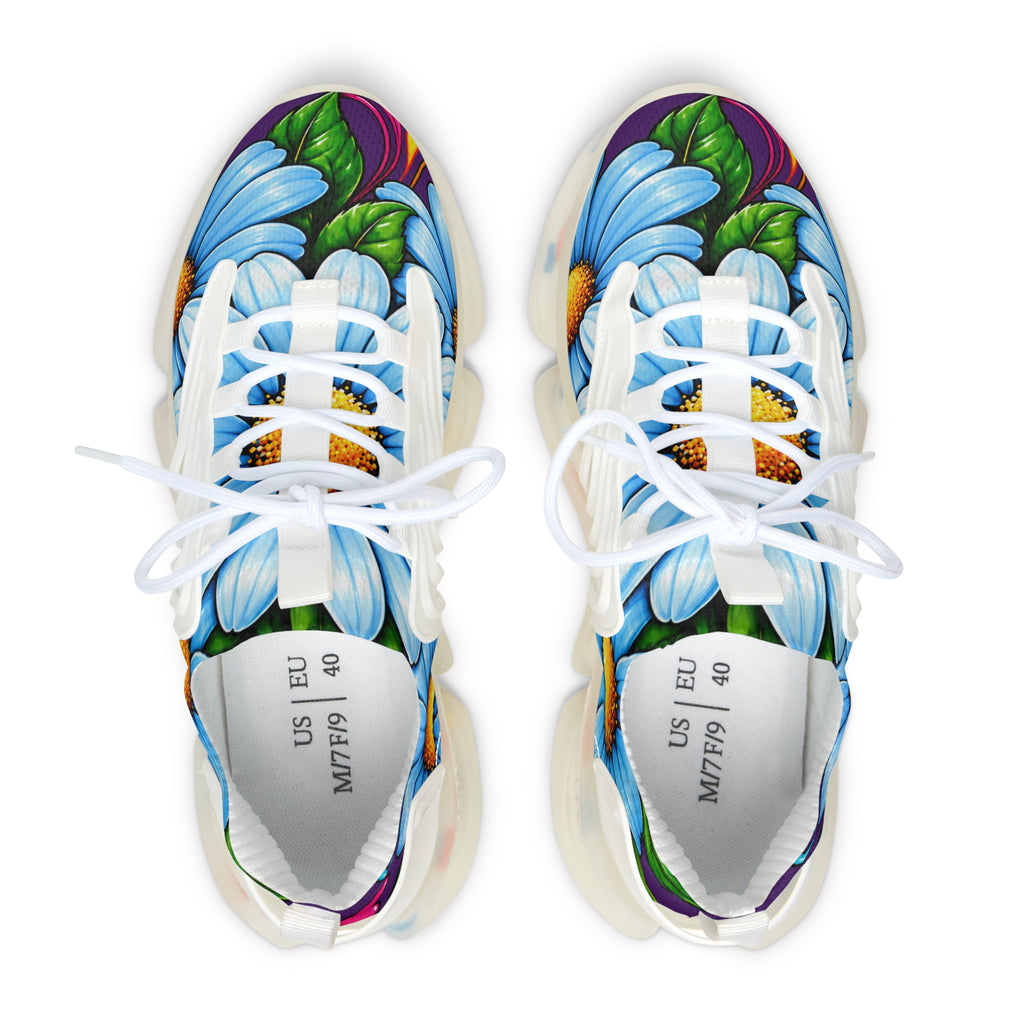 Floral Daisy Mesh Sneakers — Lightweight Women's Athletic Shoes