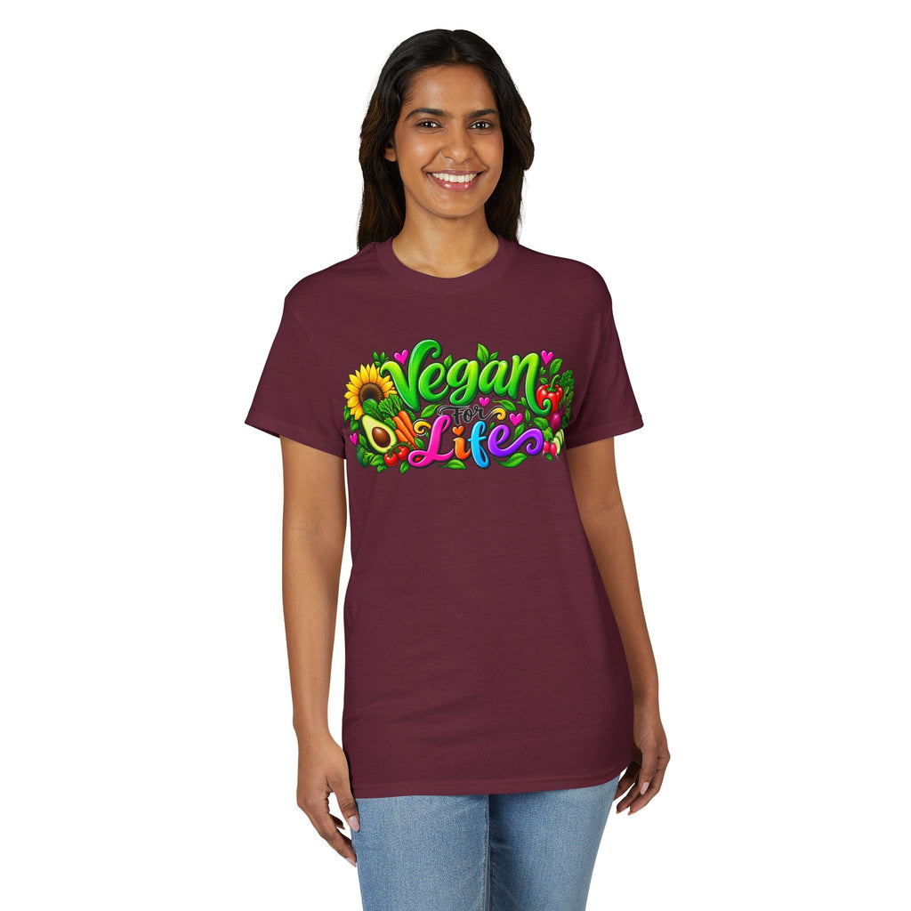 Vegan Life T‑Shirt — Colorful Sunflower & Avocado Plant-Based Pride Tee