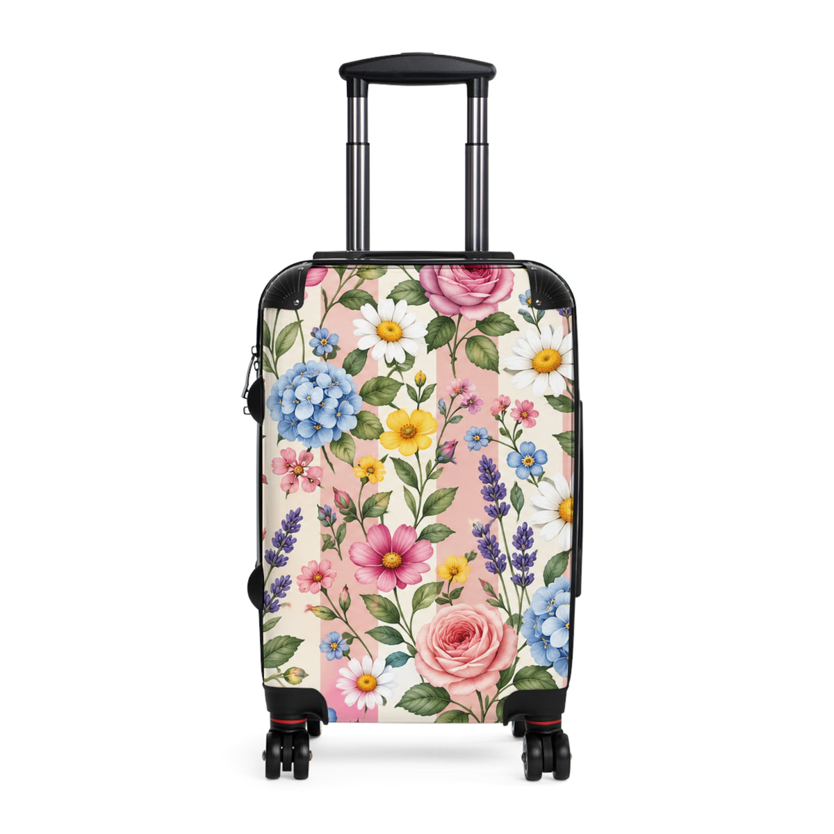 Floral Carry-On Suitcase – Pastel Watercolor Flowers Travel Luggage