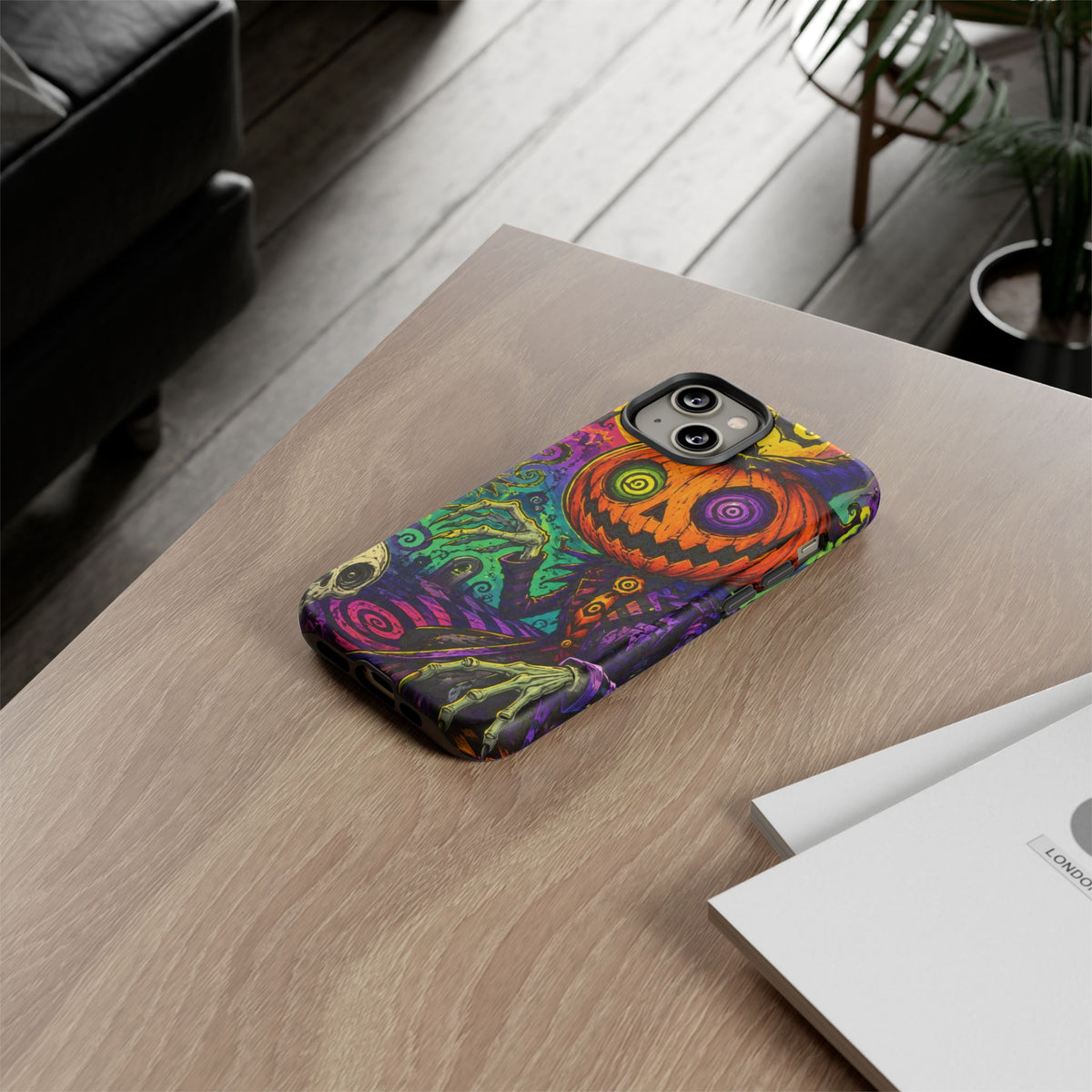 Halloween Pumpkin Skull Phone Case — Psychedelic Jack-o'-Lantern Tough Case