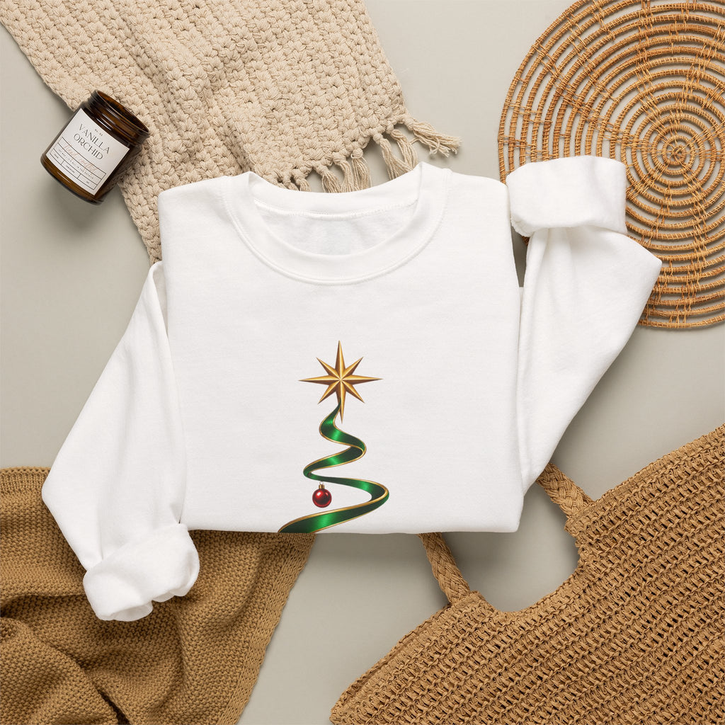 Minimal Green Ribbon Christmas Tree Sweatshirt