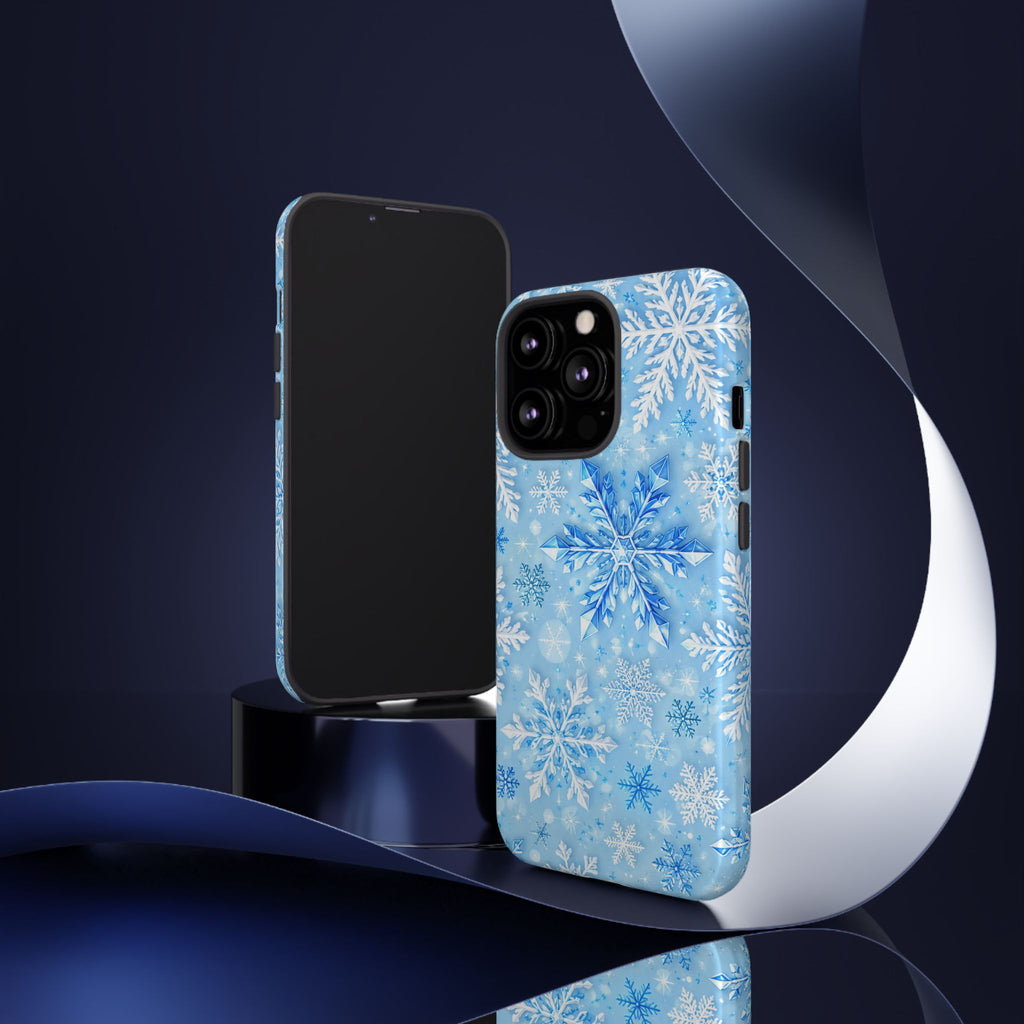 Winter Snowflake Tough Phone Case — Blue Holiday Protective Cover
