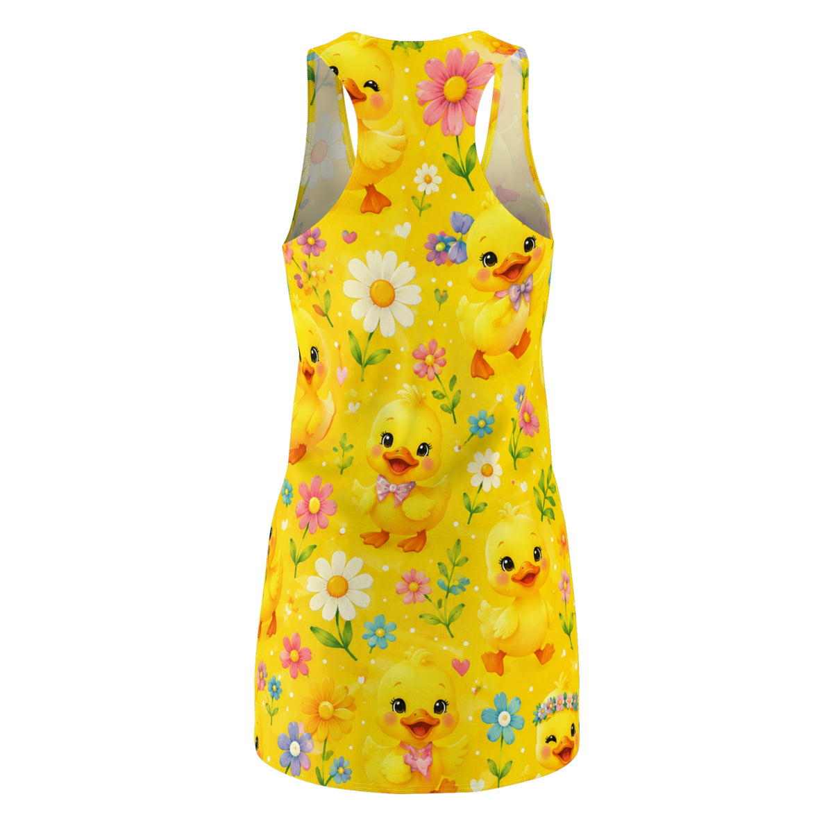 Yellow Duckling Floral Racerback Dress — Cute Spring Easter AOP