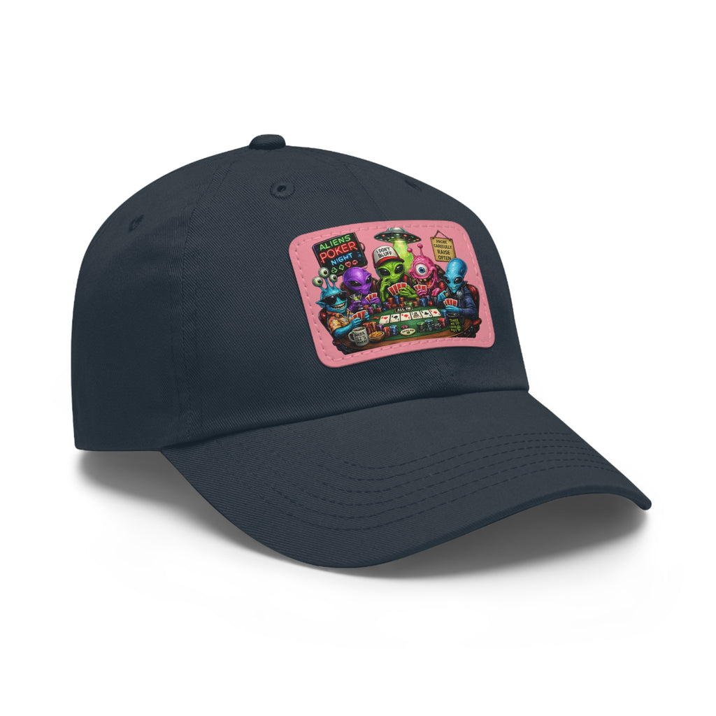 Alien Poker Crew Dad Hat | Leather Patch Baseball Cap
