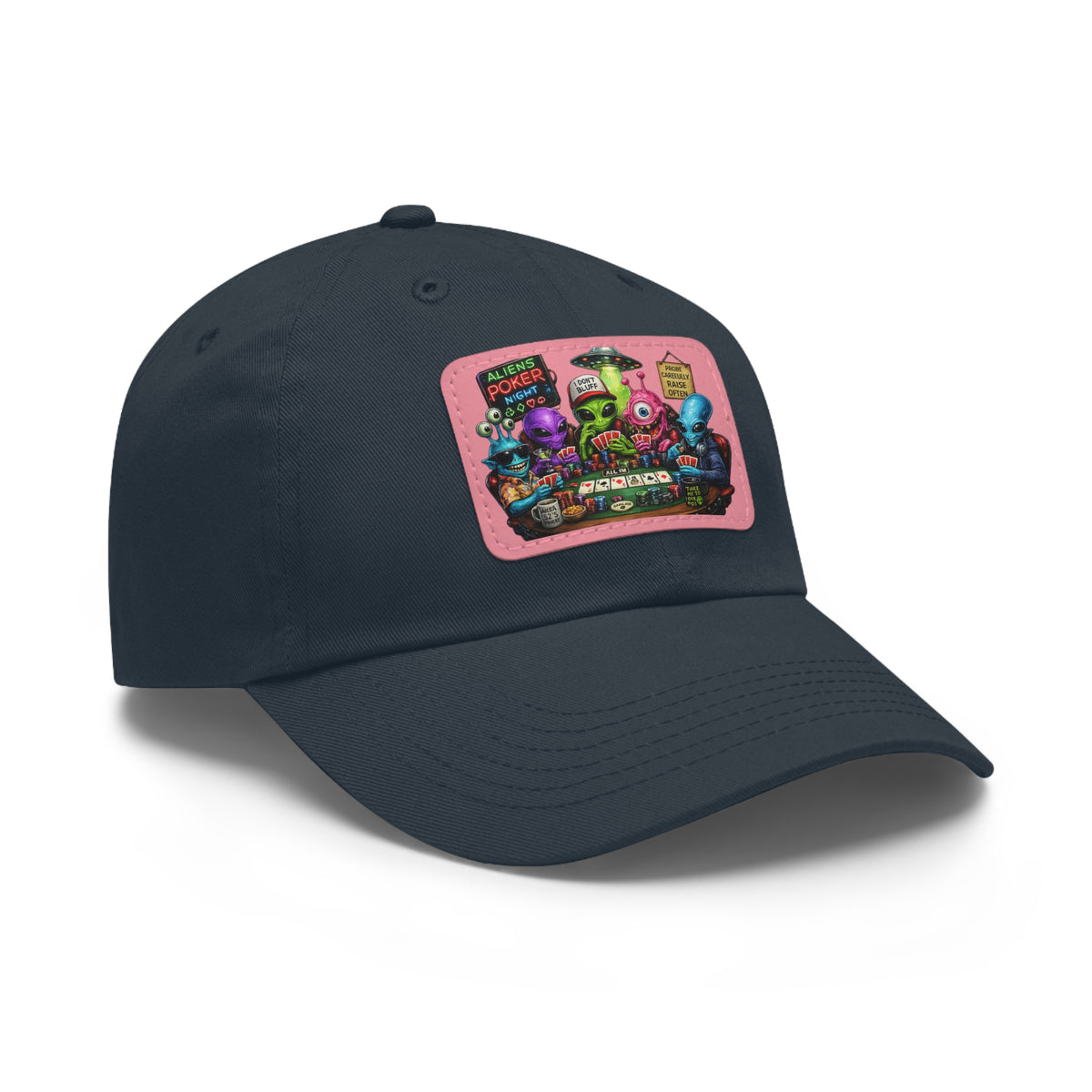 Alien Poker Crew Dad Hat | Leather Patch Baseball Cap