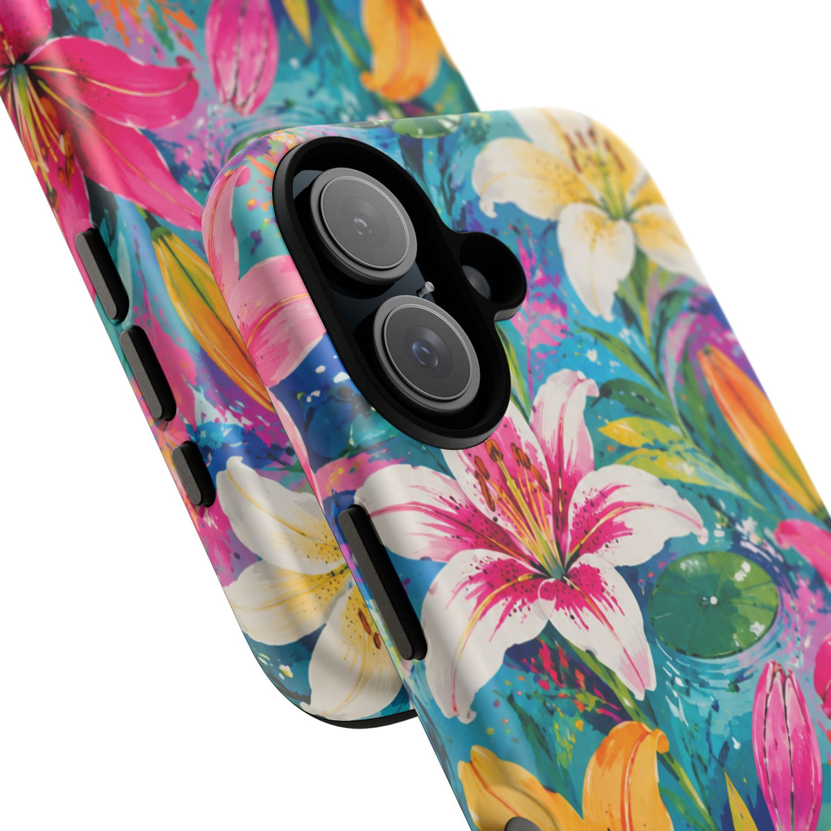 Floral Lily Tough Phone Case — Colorful Tropical Flower Protective Cover