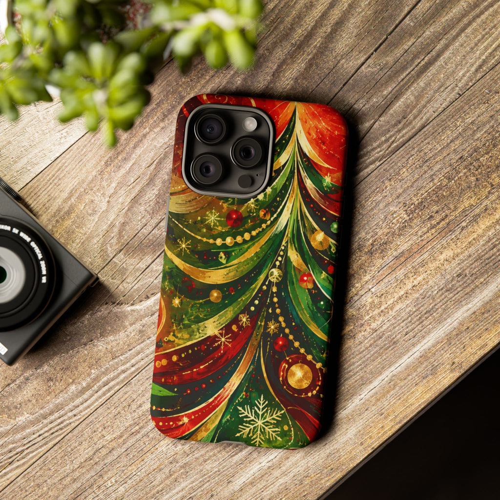 Christmas Tree Tough Phone Case — Festive Red & Green Holiday Phone Cover