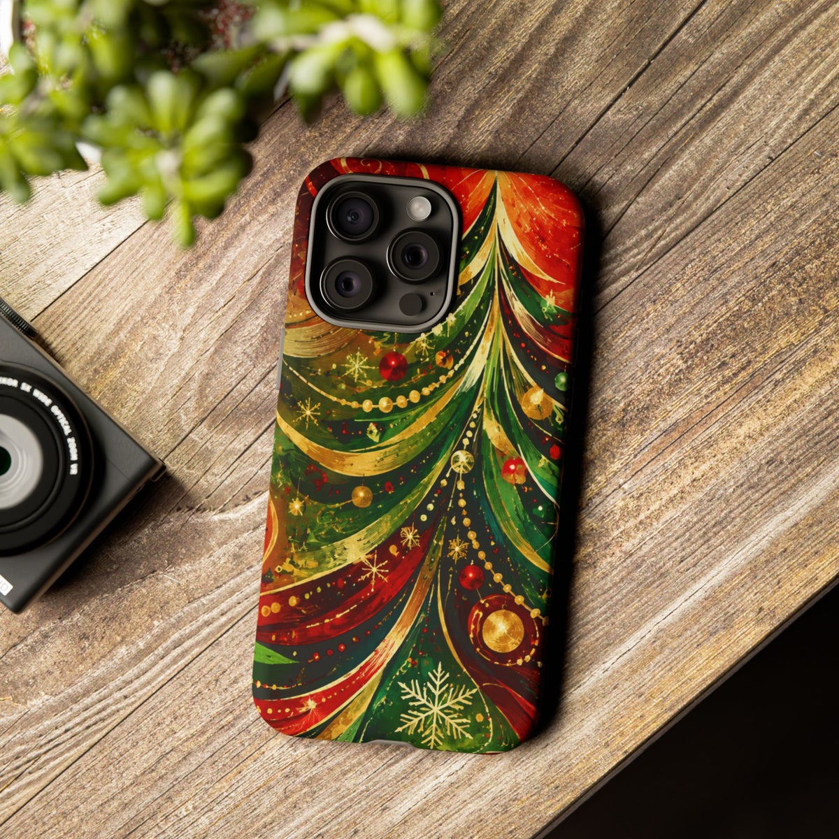 Christmas Tree Tough Phone Case — Festive Red & Green Holiday Phone Cover