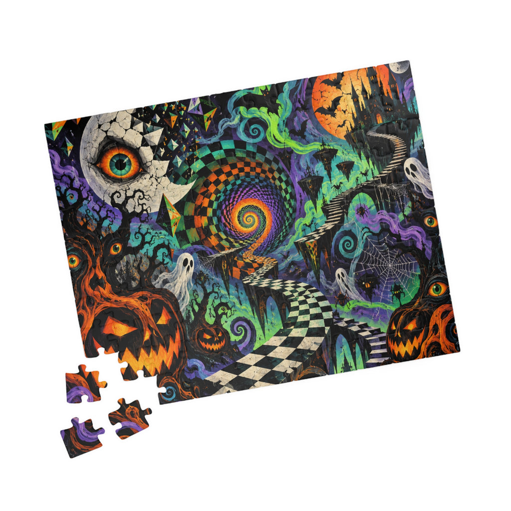 Halloween Spiral Jigsaw Puzzle — Psychedelic Pumpkin & Ghost 110/252/520/1014-Piece
