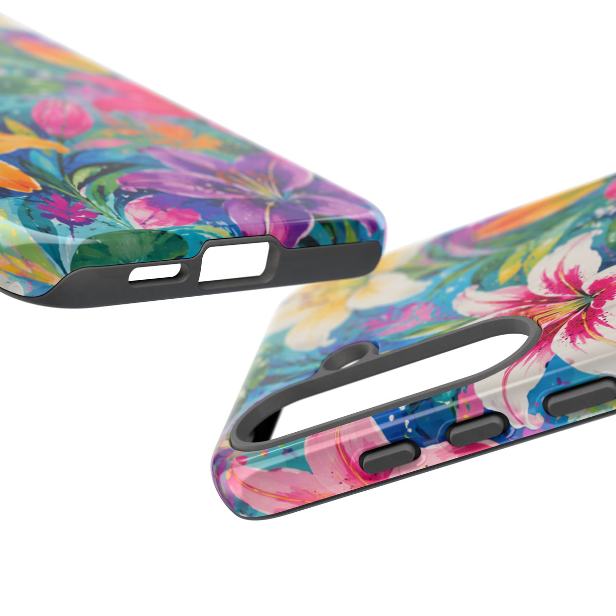 Floral Lily Tough Phone Case — Colorful Tropical Flower Protective Cover