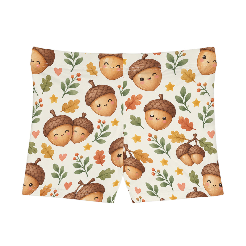 Cute Acorn Pattern Women's Shorts | Autumn Leaves Fall AOP