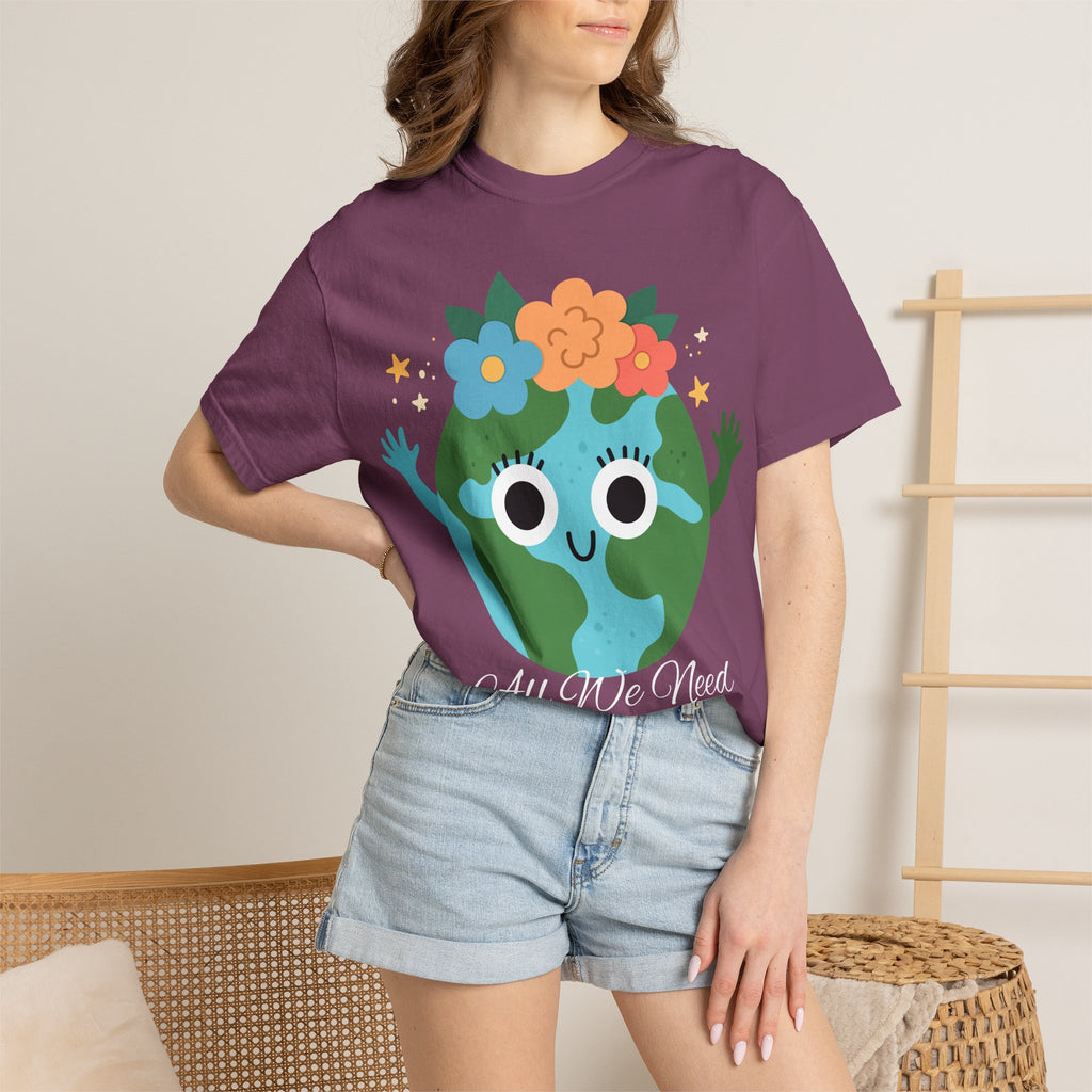 Flower Crown Earth Illustration T-shirt | Cute Planet Graphic