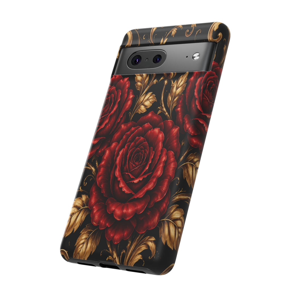 Tough Cases — Vintage Red Rose Floral Phone Case