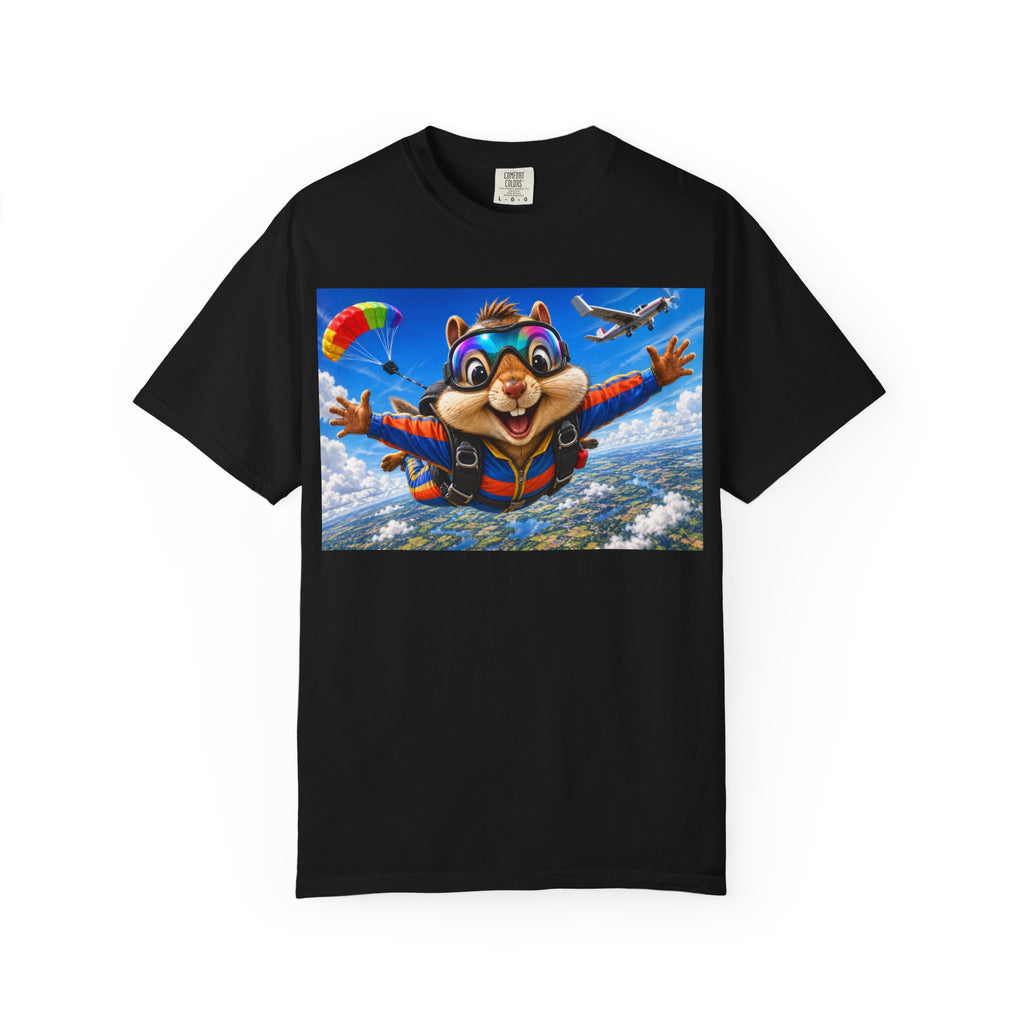 Skydiving Chipmunk T-Shirt — Cute Adventure Animal Parachute Tee