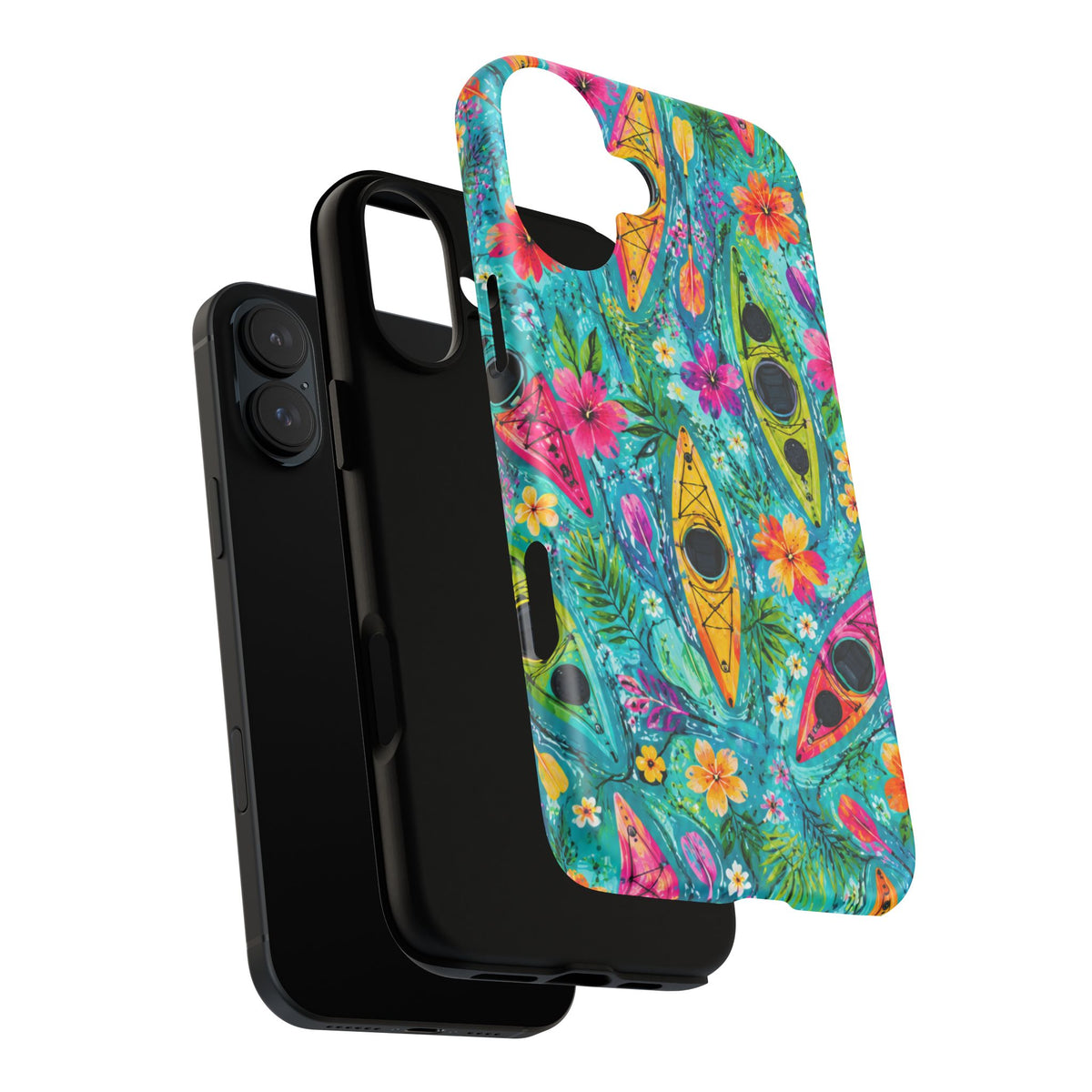Tropical Kayak Phone Case – Colorful Floral Waterproof Pattern