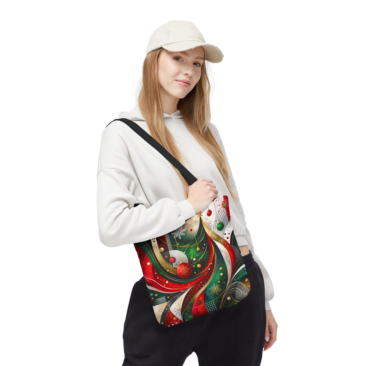 Abstract Retro Christmas Ornaments Tote Bag | Holiday Swirl Pattern
