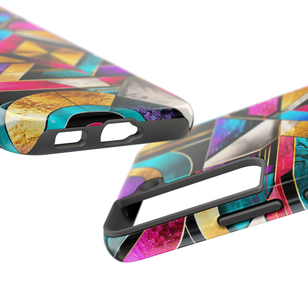 Geometric Art Deco Tough Phone Case — Vibrant Gold, Teal & Magenta Pattern