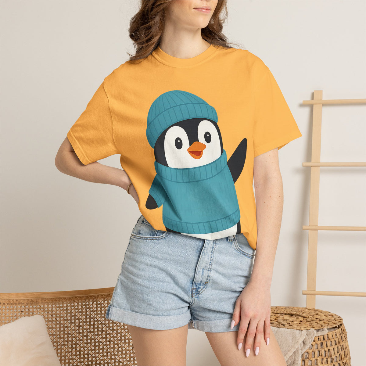 Cute Penguin in Blue Knit Tee